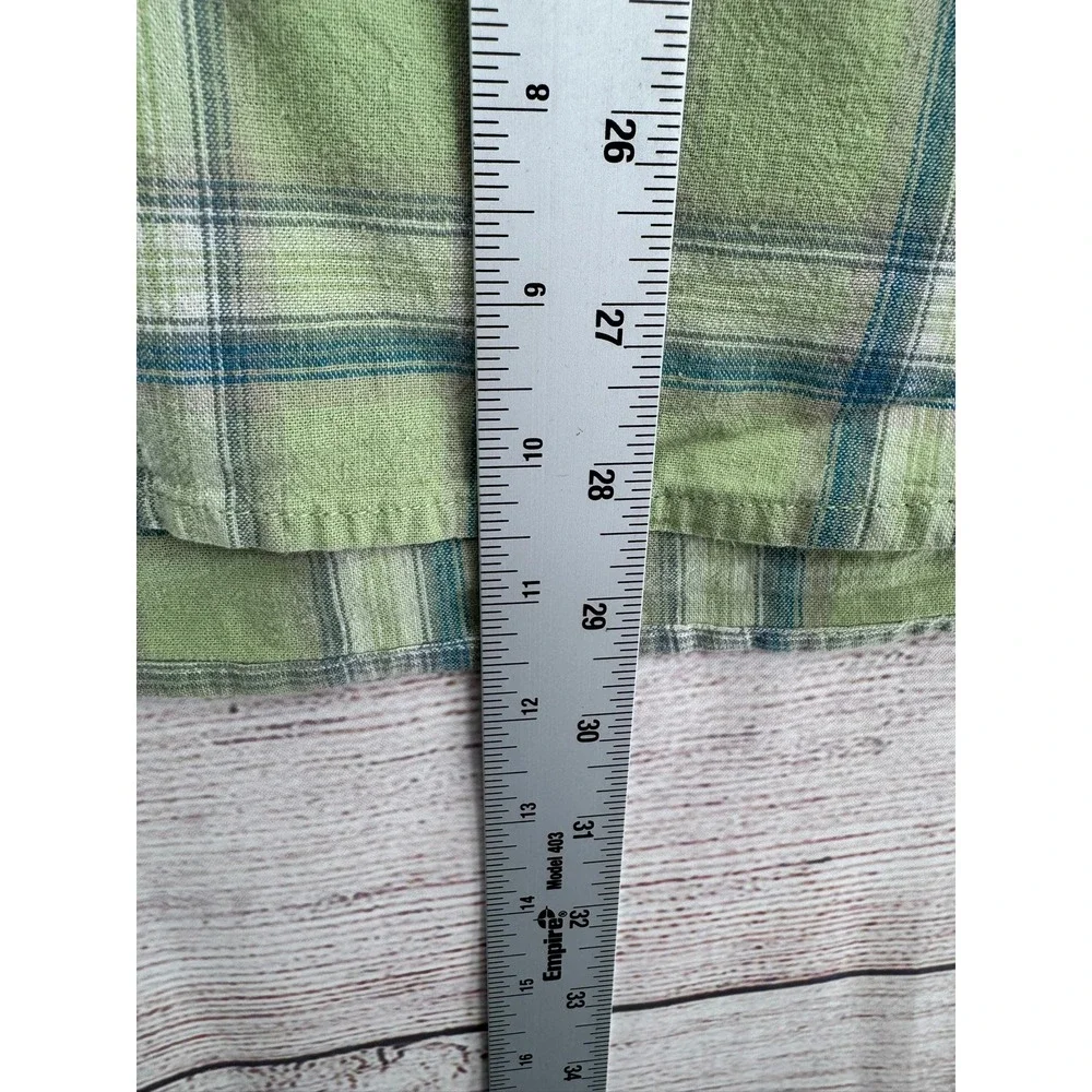 The North Face Button Up Shirt Mens L Green Plaid Short Sleeve Gorpcore Hiking